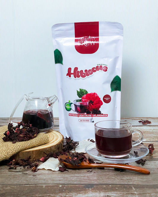 Harmony Brew Original Hibiscus Tea – 100 Tea Bags (Herbal, Caffeine-Free)